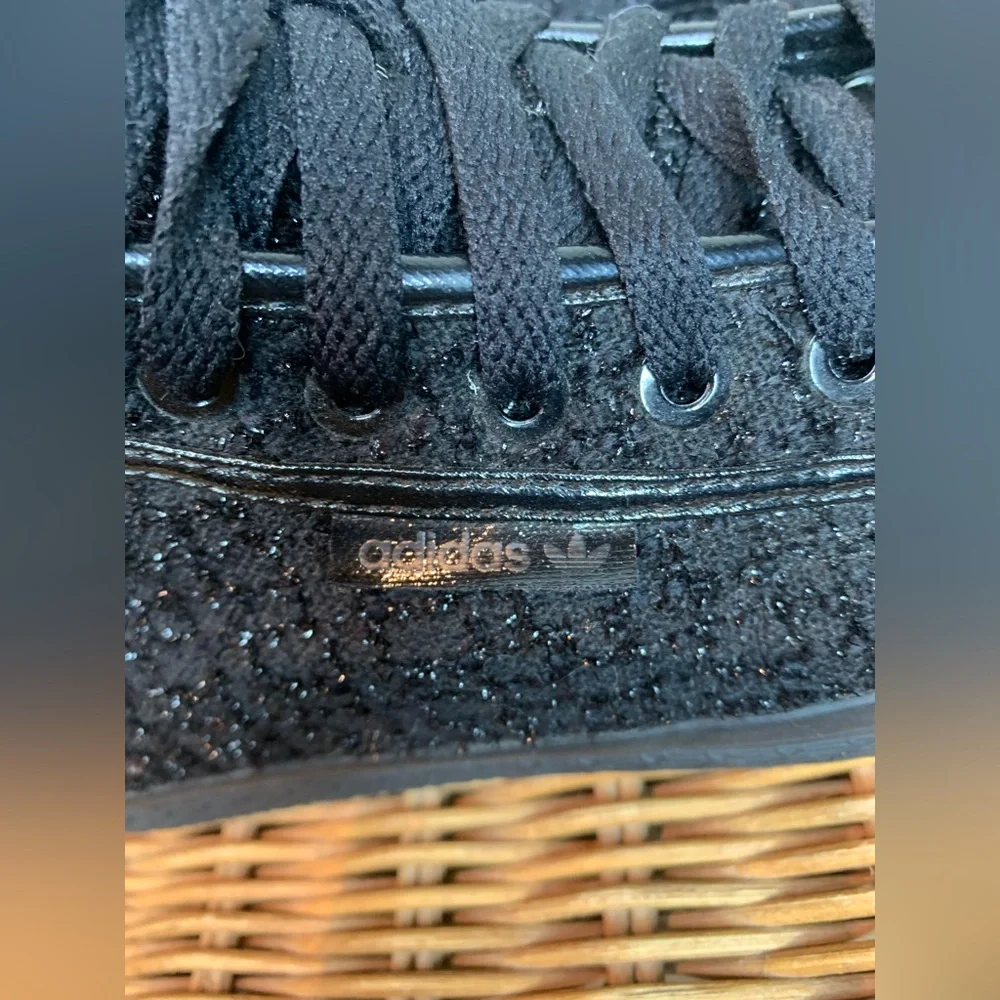 Adidas Honey Triple Black Shimmer Mid High Tops Sneakers Size 8.5 - Picture 9 of 12